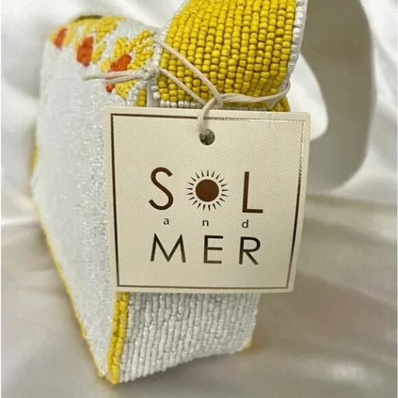 SOL AND MER Beaded Sunflower Daisy Floral Baguette Bag Yellow NWT TikTok Viral - Picture 4 of 4